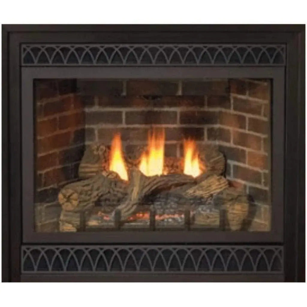 Empire gas fireplace with control valve and burner