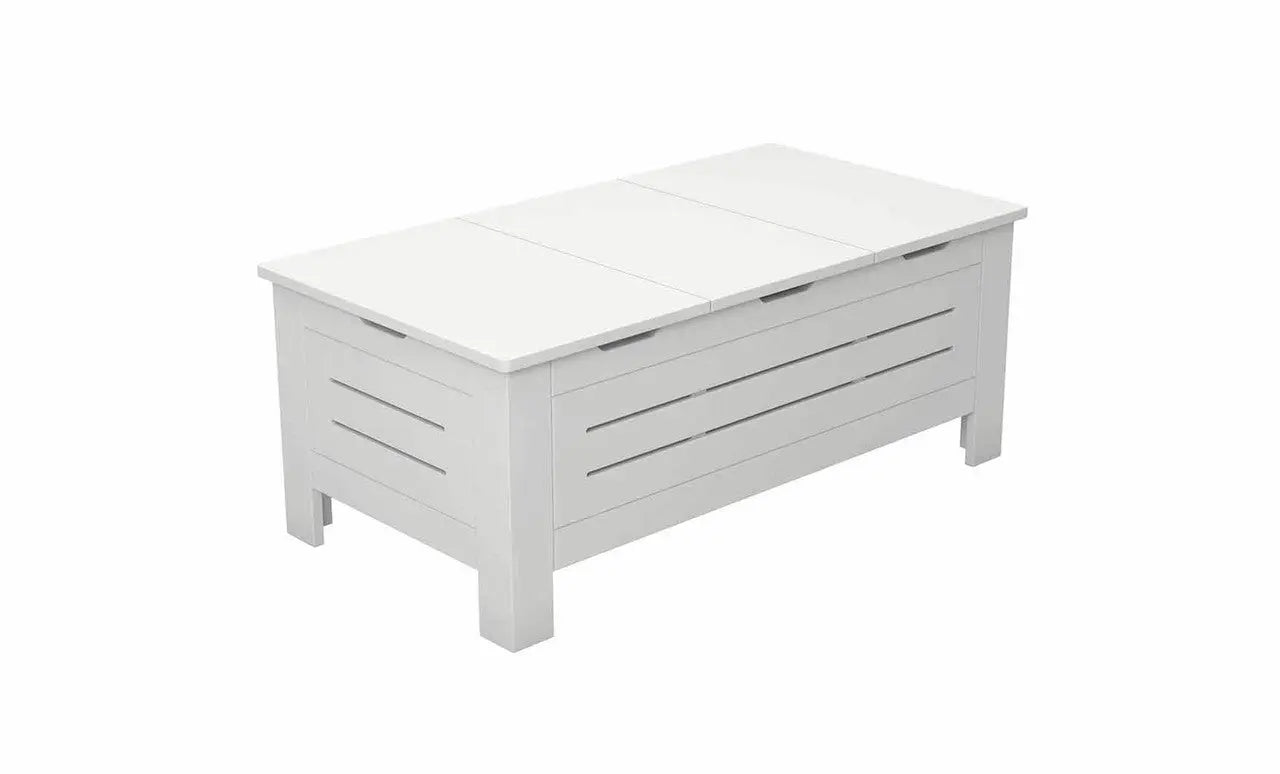 Mainstay Storage Coffee Table with spacious drawer and glass top in oak finish.