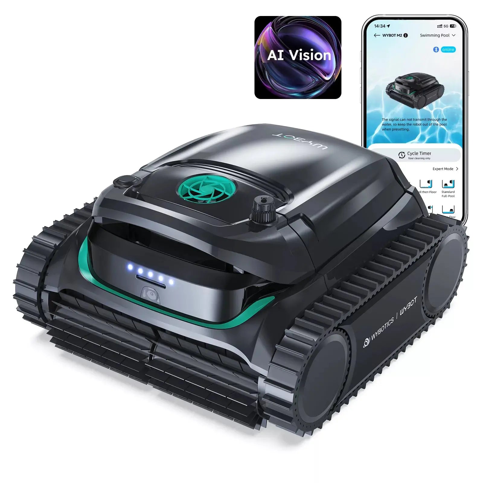 WYBOT M2 Vision Tech High-End Cordless Robotic Pool Cleaner - Aqvina LLC