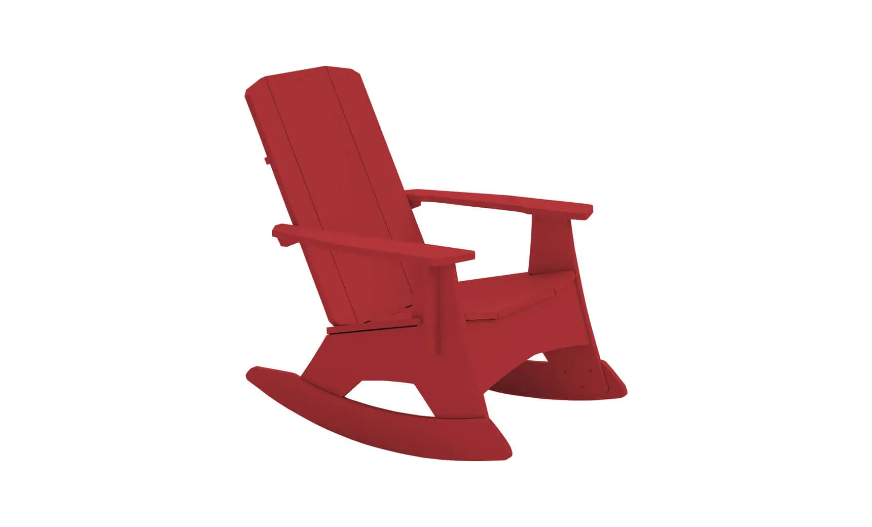 Mainstay Adirondack rocker in weathered pine finish with cushioned seat and armrests