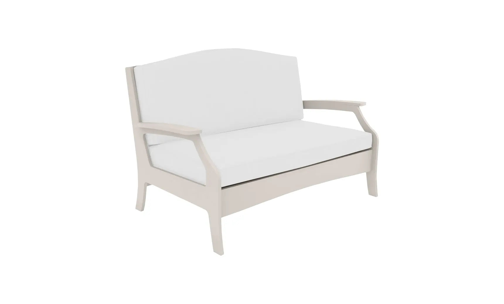 Legacy Loveseat features a sleek brown leather upholstery with tufted detailing and wooden legs.