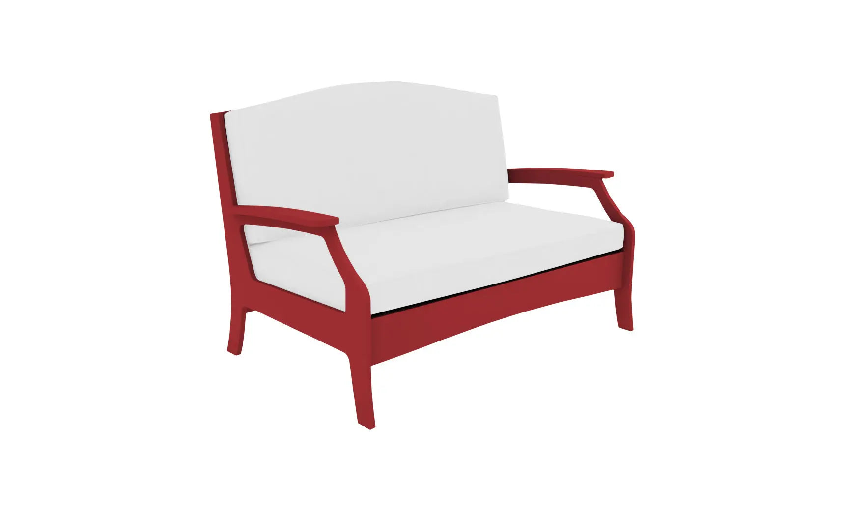 Legacy loveseat in dark brown leather with tufted back and cushioned seat