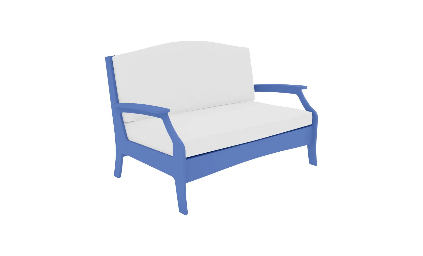 Legacy Loveseat in soft gray fabric with tufted back and cushioned seat