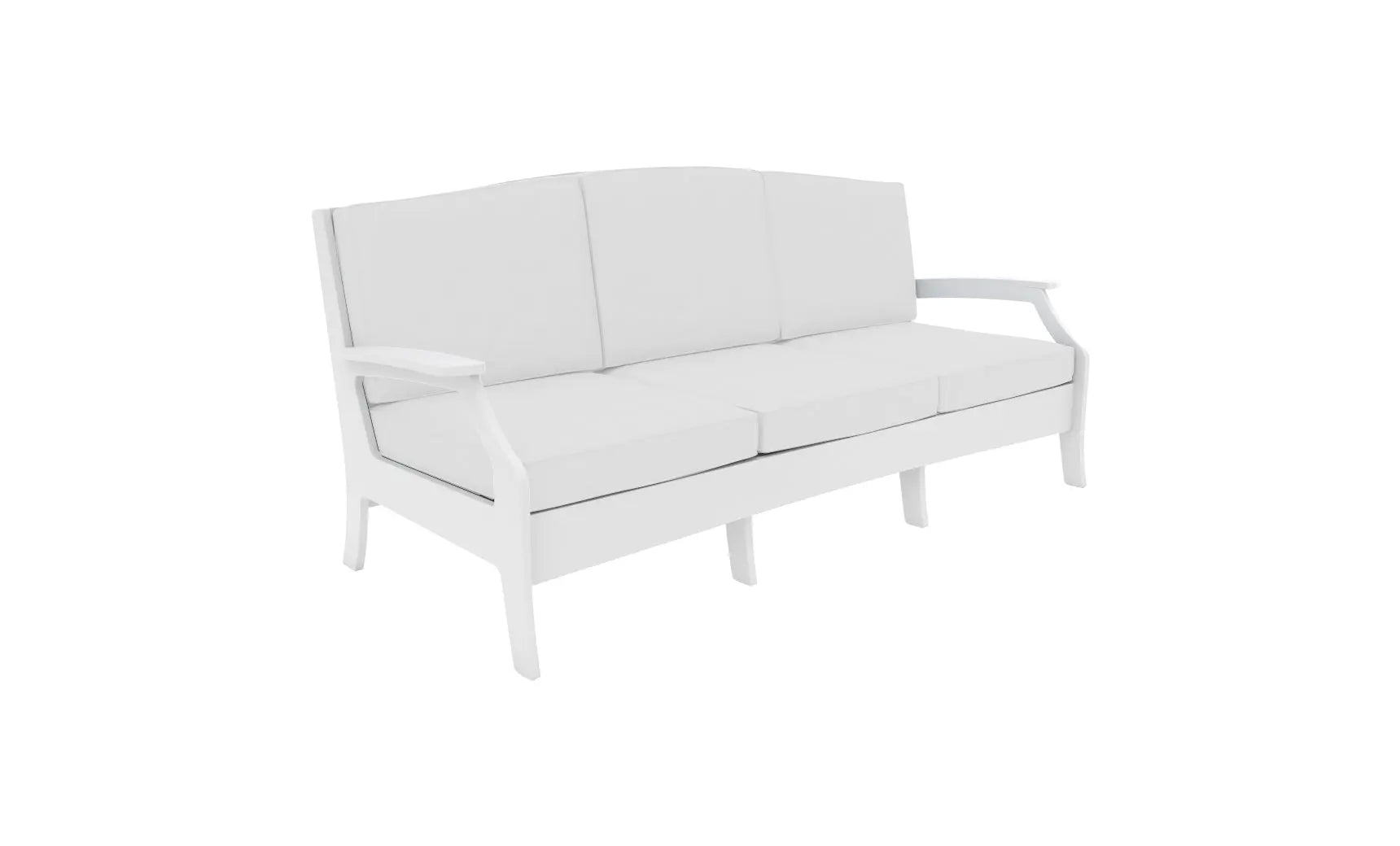 Legacy Sofa features a sleek modern design with clean lines and high-density foam cushioning in a dark brown fabric.