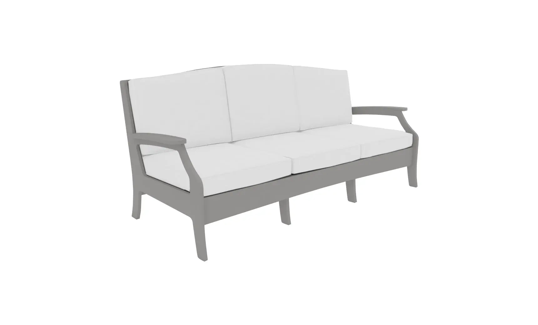 Legacy Sofa features a sleek modern design with clean lines and high-density foam cushioning in a dark brown fabric.