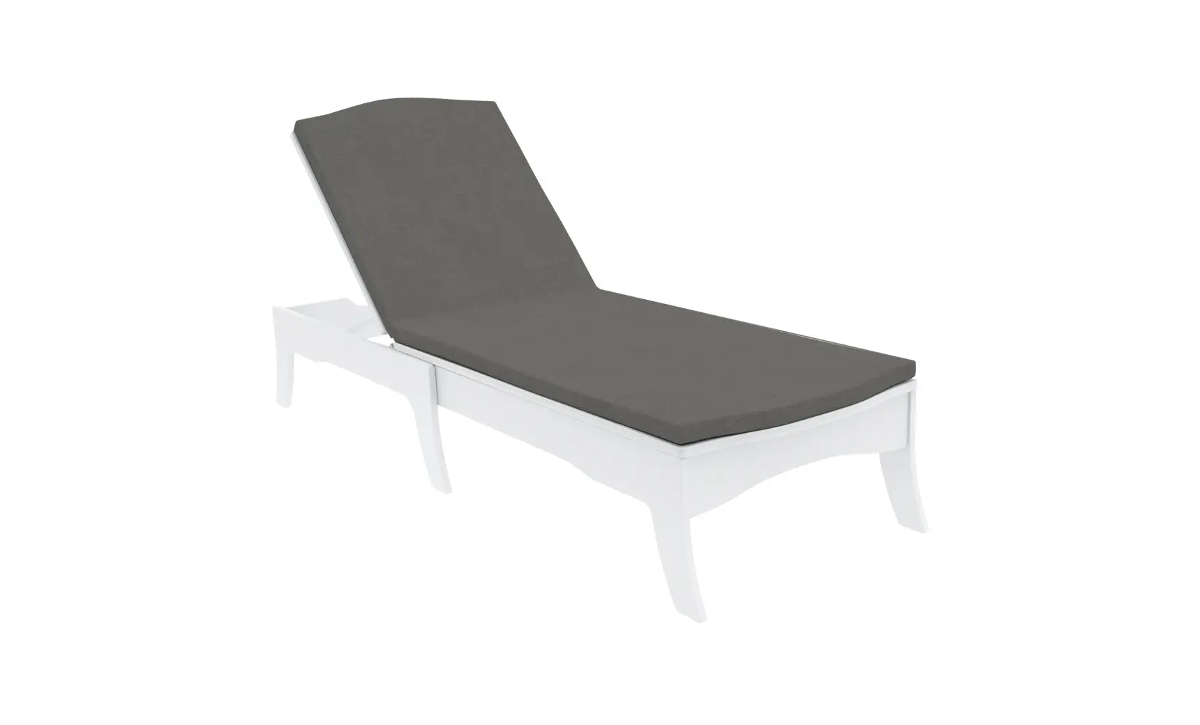 Legacy chaise lounge cushion in soft gray fabric with tufted design and piping details.