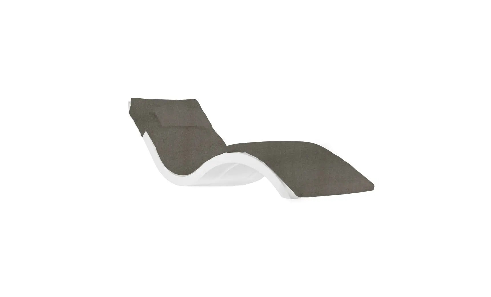 Signature chaise lounge cushion in soft gray fabric with tufted design and piping details.