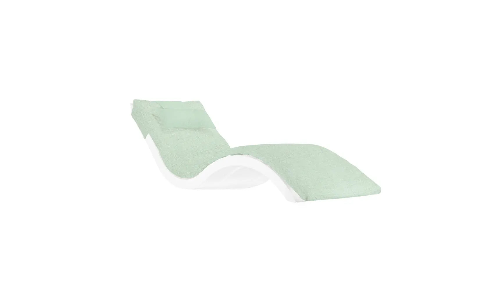 Signature chaise lounge cushion in soft gray fabric with tufted design and button details.