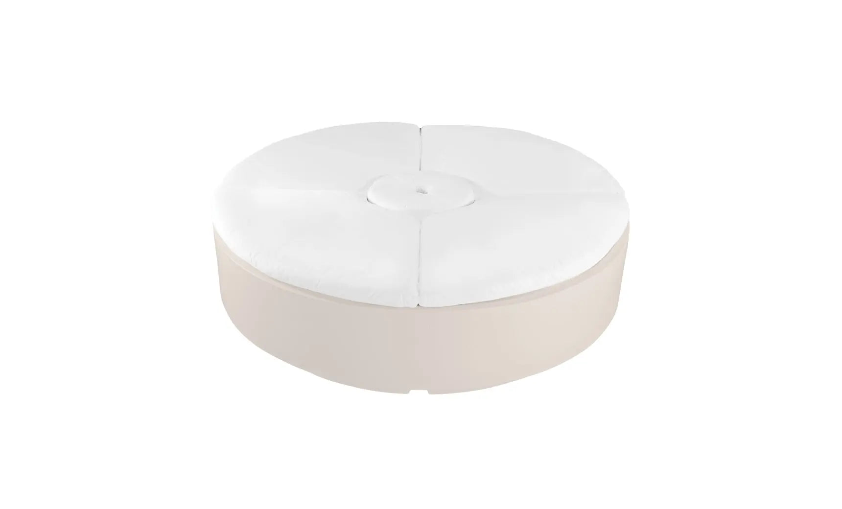 Signature Round Sunbed in black with a curved backrest and armrests.