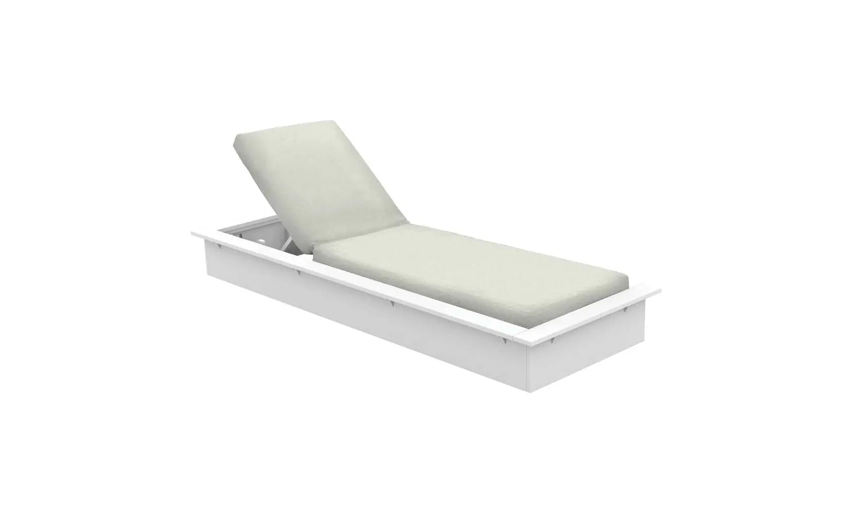 Echo Chaise lounge chair in gray fabric with wooden frame and armrests