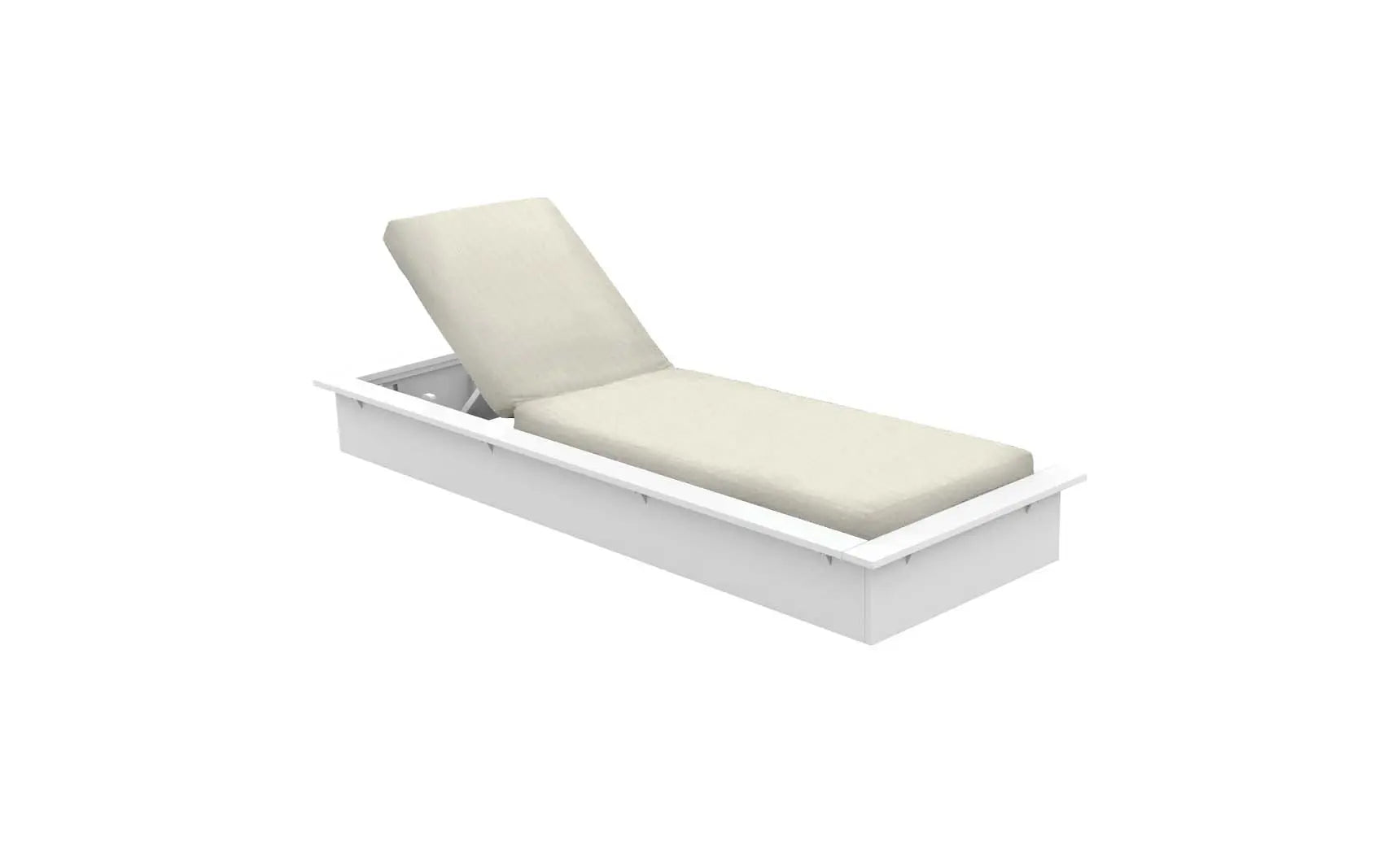 Echo Chaise lounge chair in gray fabric with wooden frame and armrests