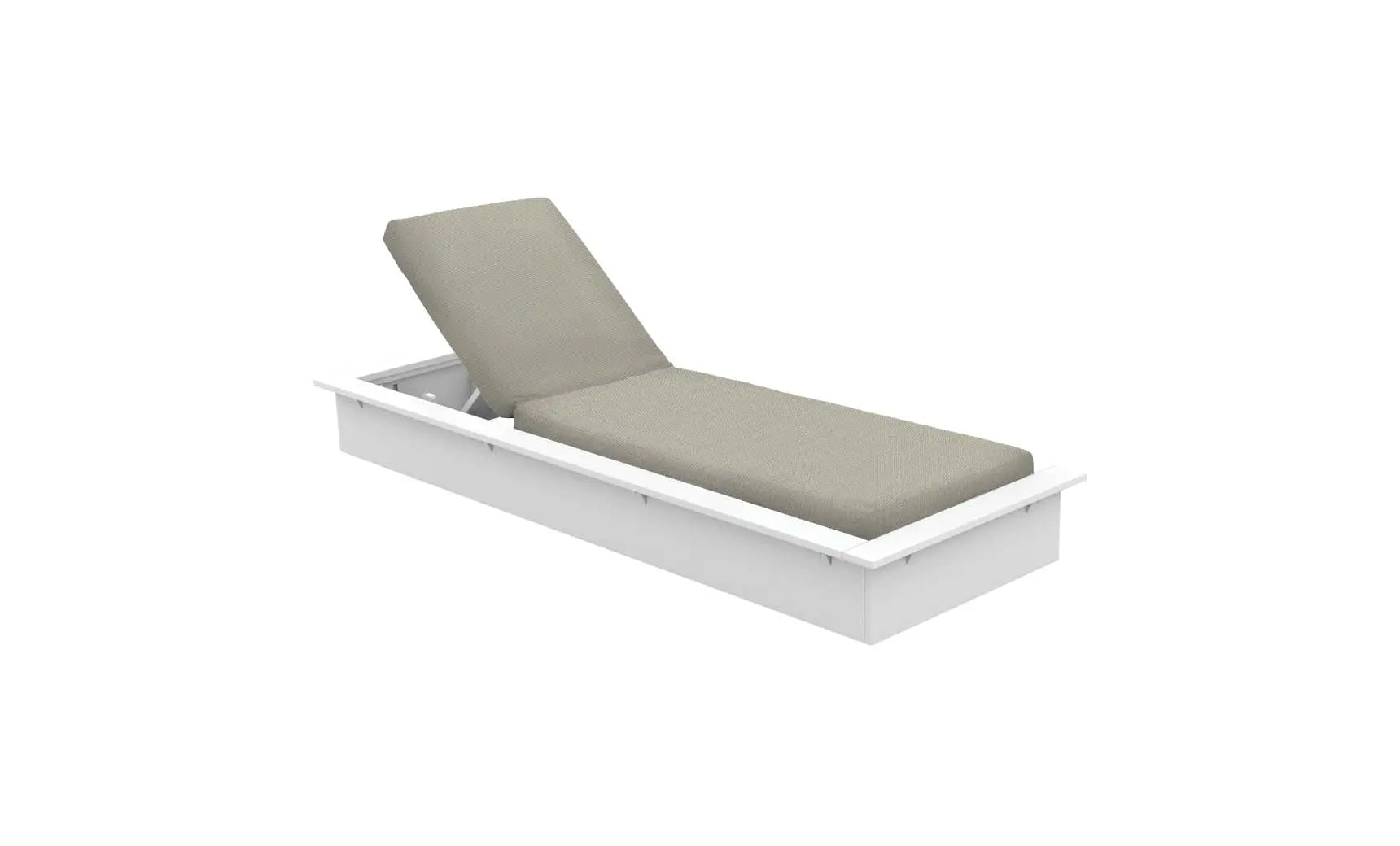 Echo Chaise lounge chair in gray fabric with wooden frame and armrests