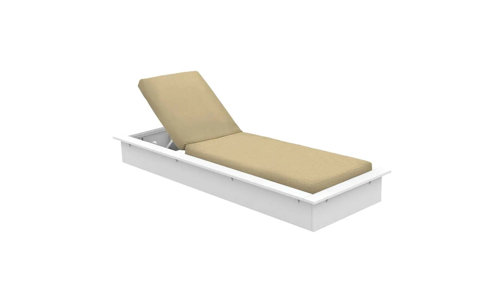 Echo Chaise lounge chair in gray fabric with wooden frame and armrests