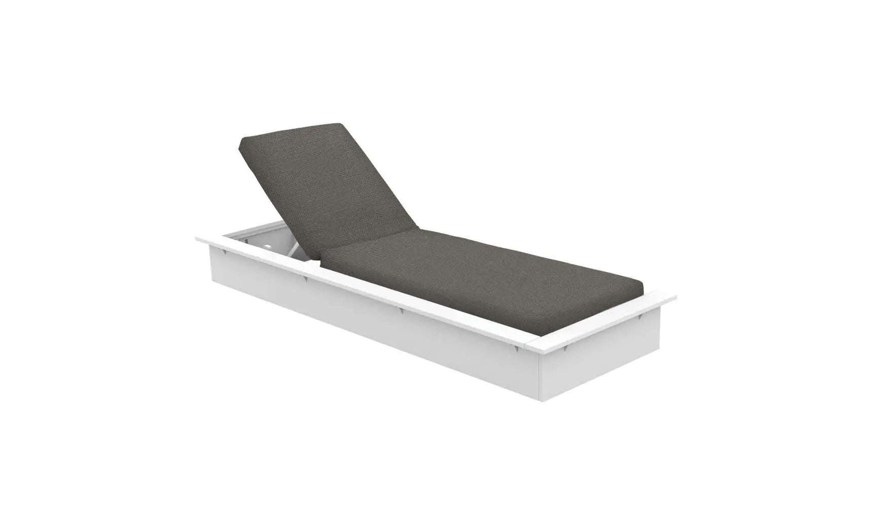 Echo Chaise lounge chair in gray fabric with wooden frame and armrests