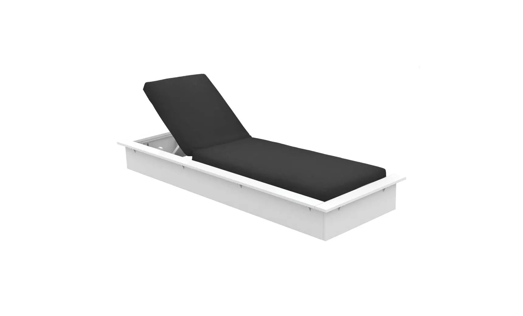 Echo Chaise lounge chair in gray fabric with wooden legs and armrests.