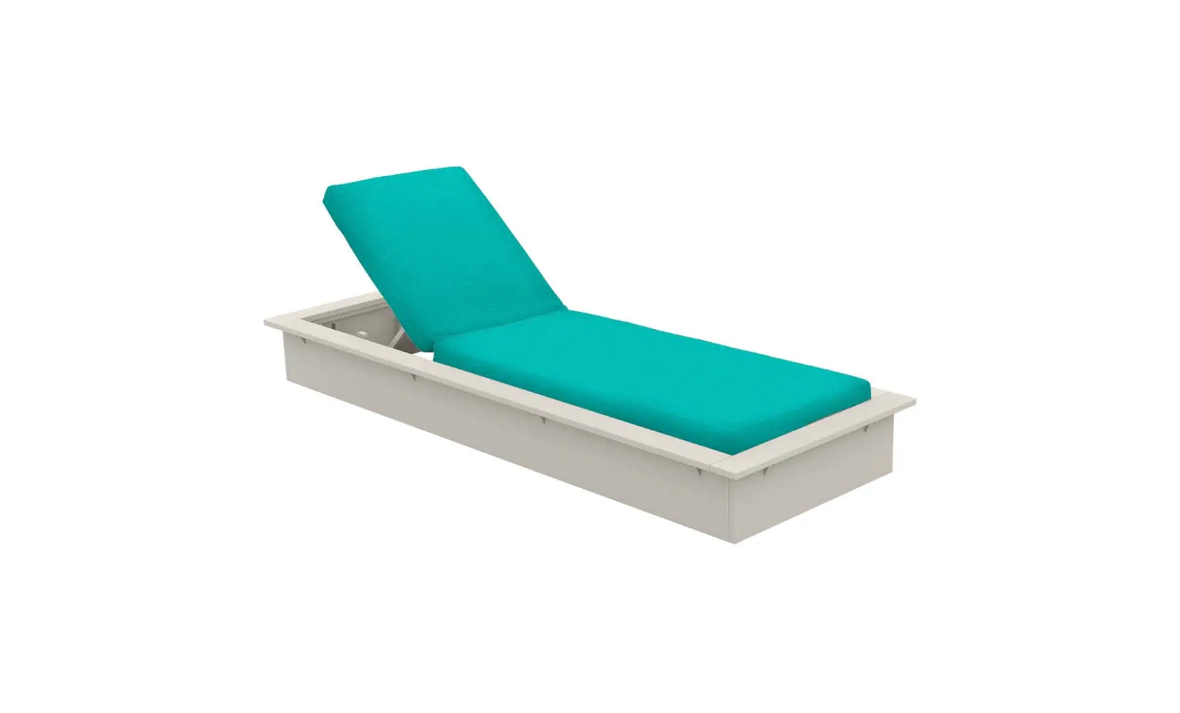 Echo Chaise lounge chair in gray fabric with wooden frame and armrests