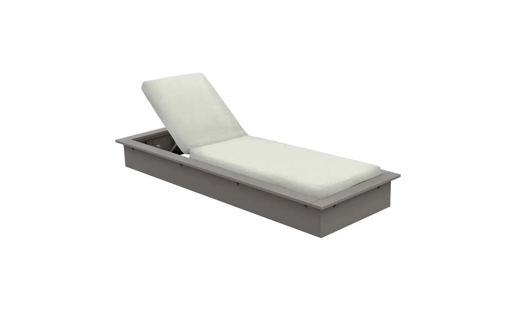 Echo Chaise lounge chair in gray fabric with wooden frame and armrests