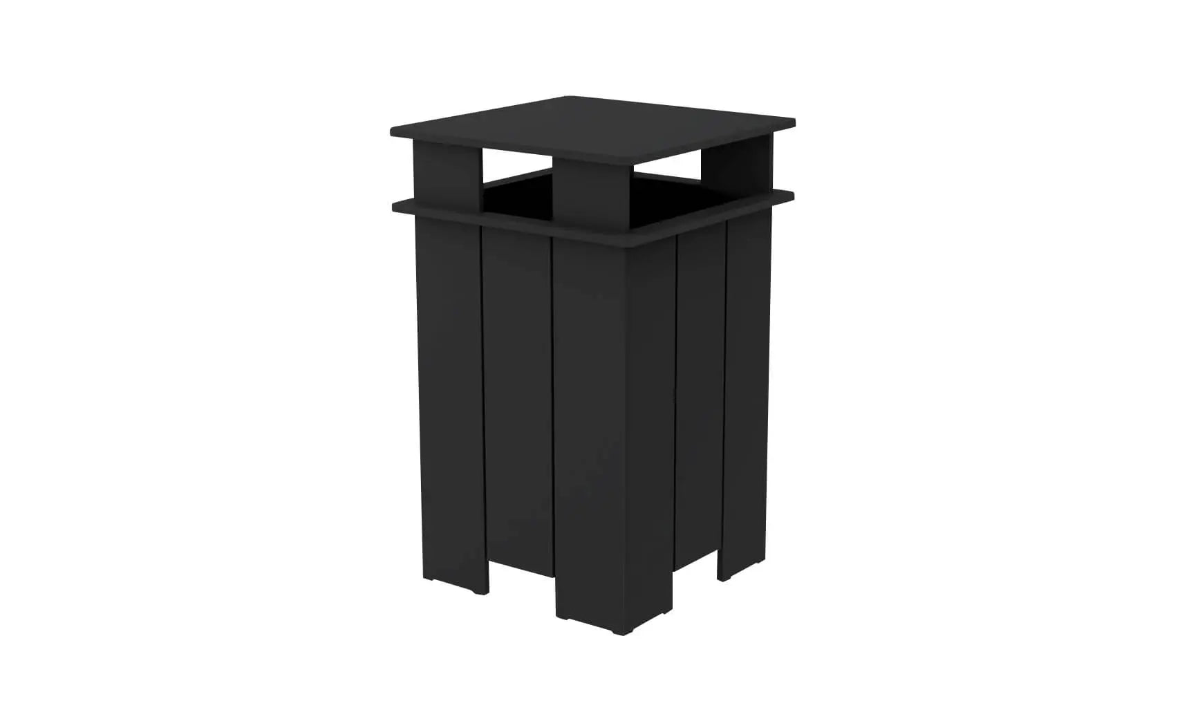 Mainstay gray trash bin with a lid and four wheels for easy mobility.