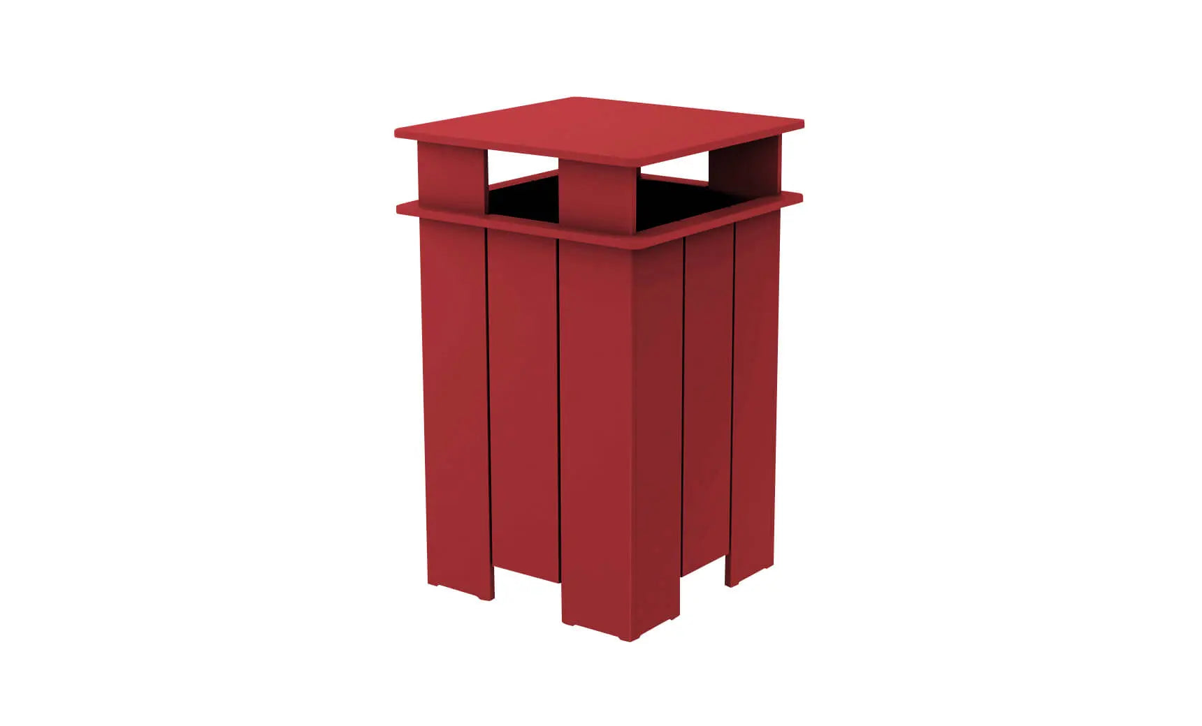 Mainstay black trash bin with lid and four wheels for easy mobility.