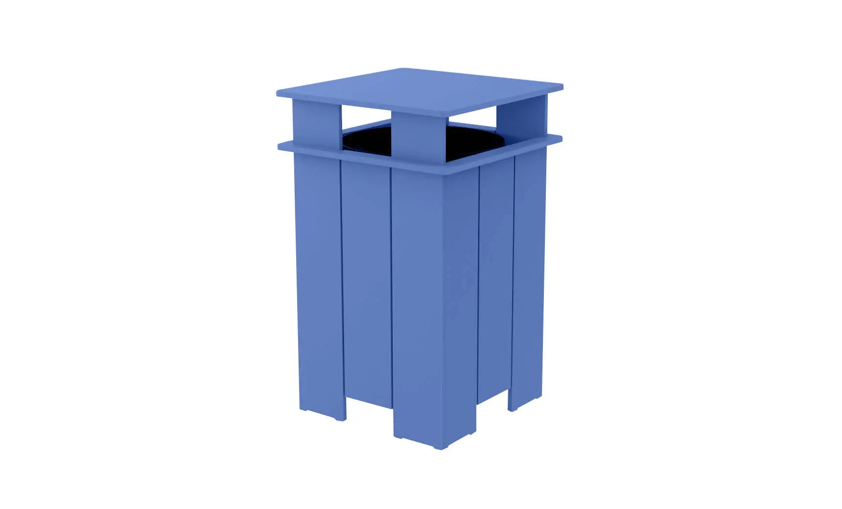 Mainstay black trash bin with lid and four wheels for easy mobility.