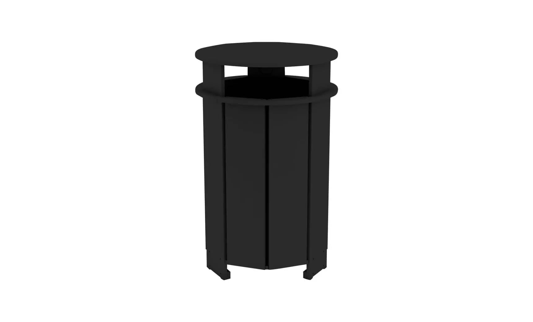 Mainstay outdoor trash bin in gray with a lid and wheels.
