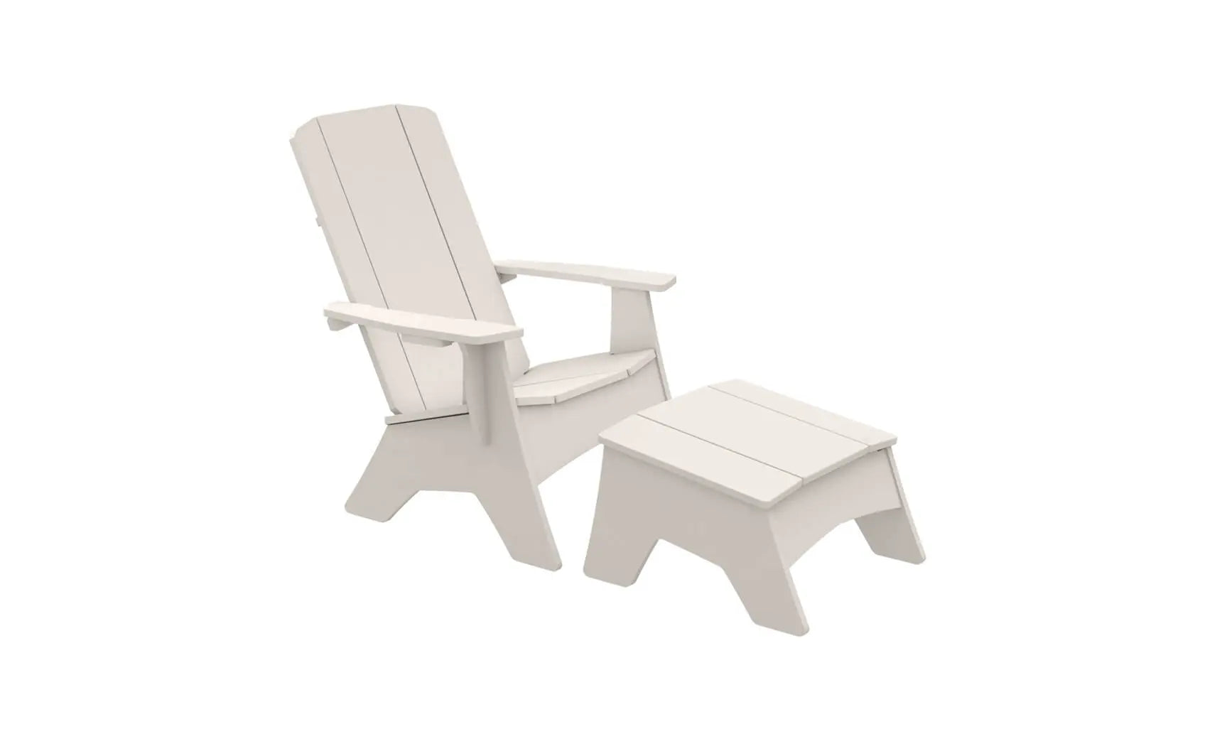 Mainstay Adirondack-style wooden ottoman with woven brown seat and metal legs