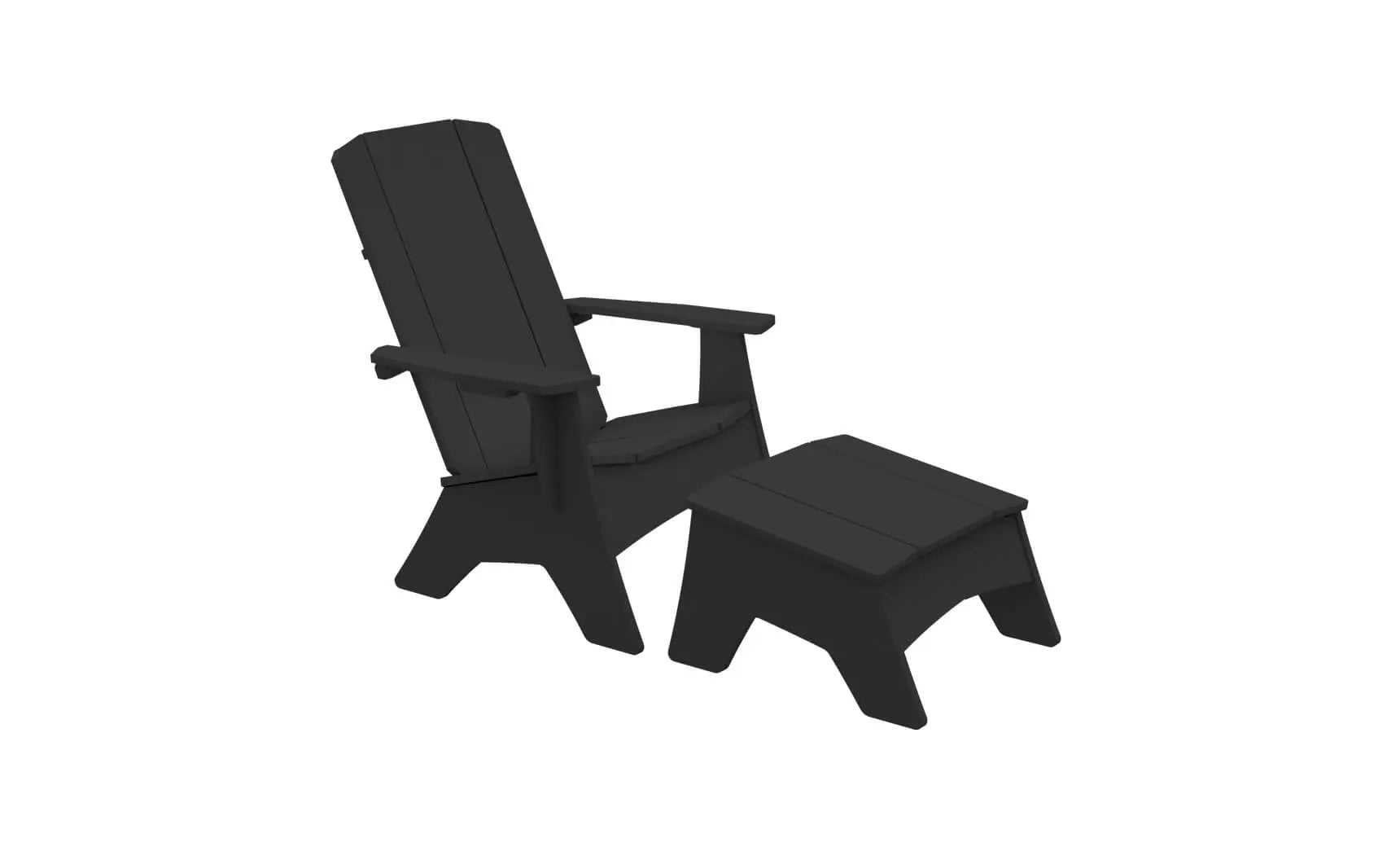 Mainstay Adirondack-style wooden ottoman with woven brown seat and metal legs