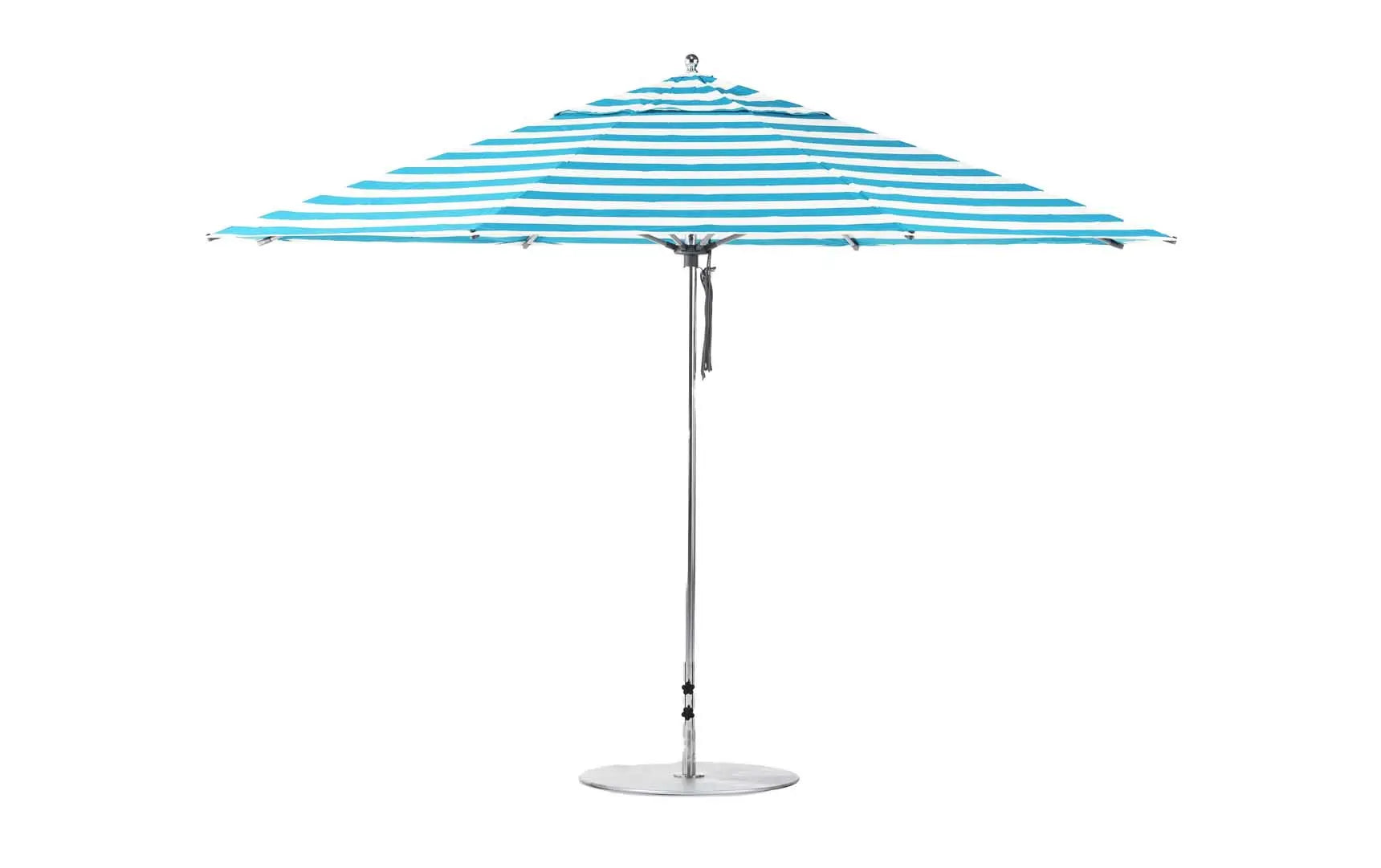 13-foot octagonal fiberglass umbrella with black canopy and silver poles