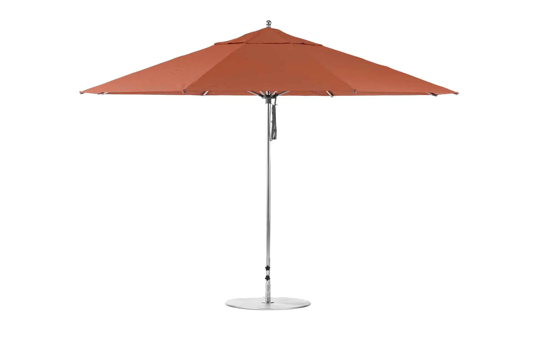 13-foot octagonal fiberglass umbrella with black canopy and silver poles