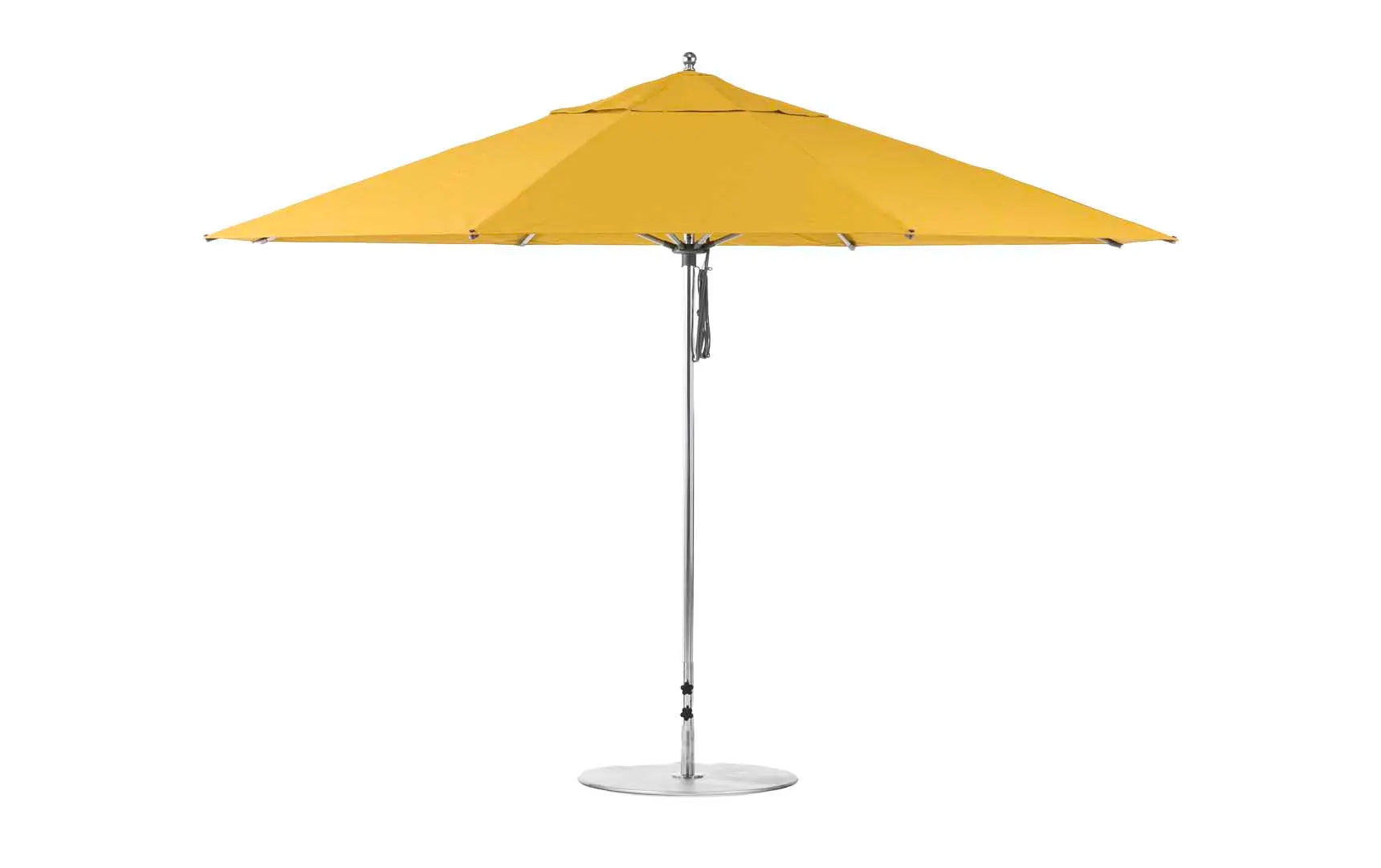 13-foot octagonal fiberglass umbrella with black canopy and silver poles