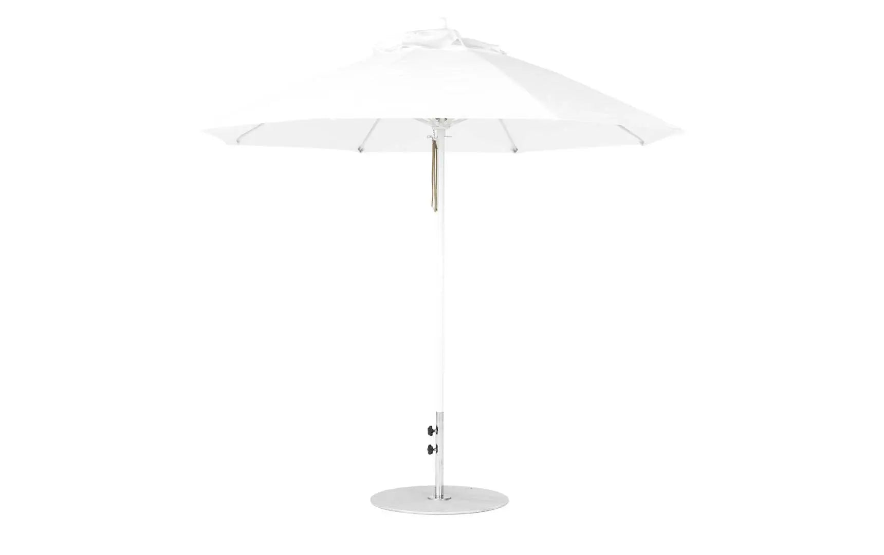 9-foot octagonal fiberglass umbrella with black canopy and silver ribs