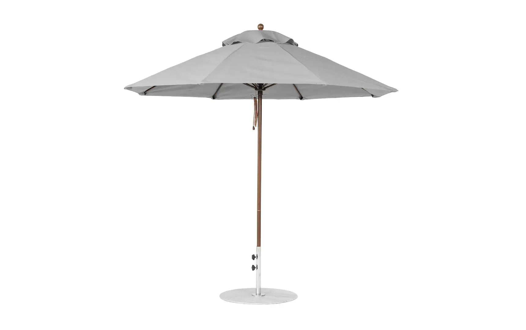 9-foot octagonal fiberglass umbrella with black canopy and silver ribs