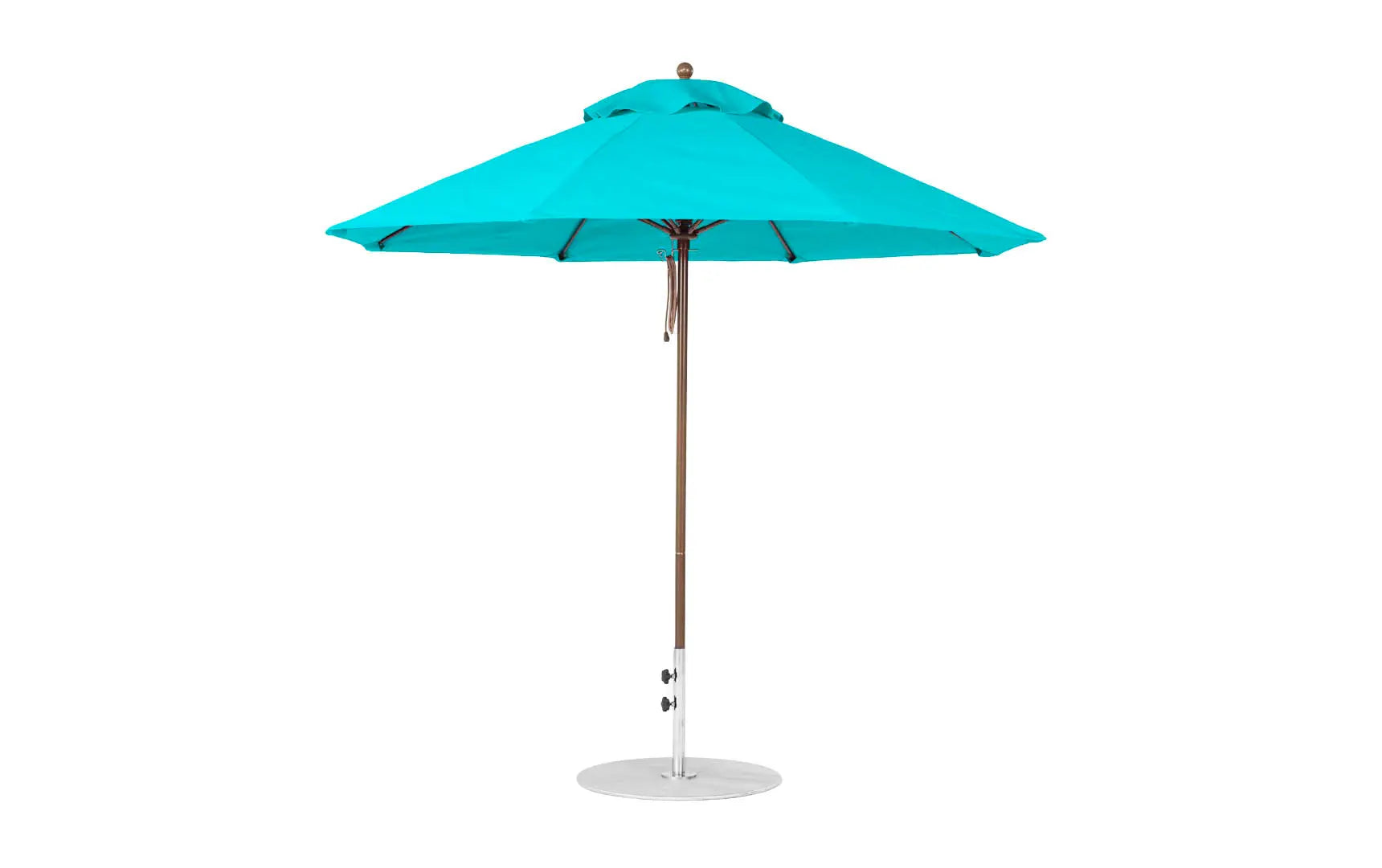 9-foot octagonal fiberglass umbrella with black canopy and silver ribs