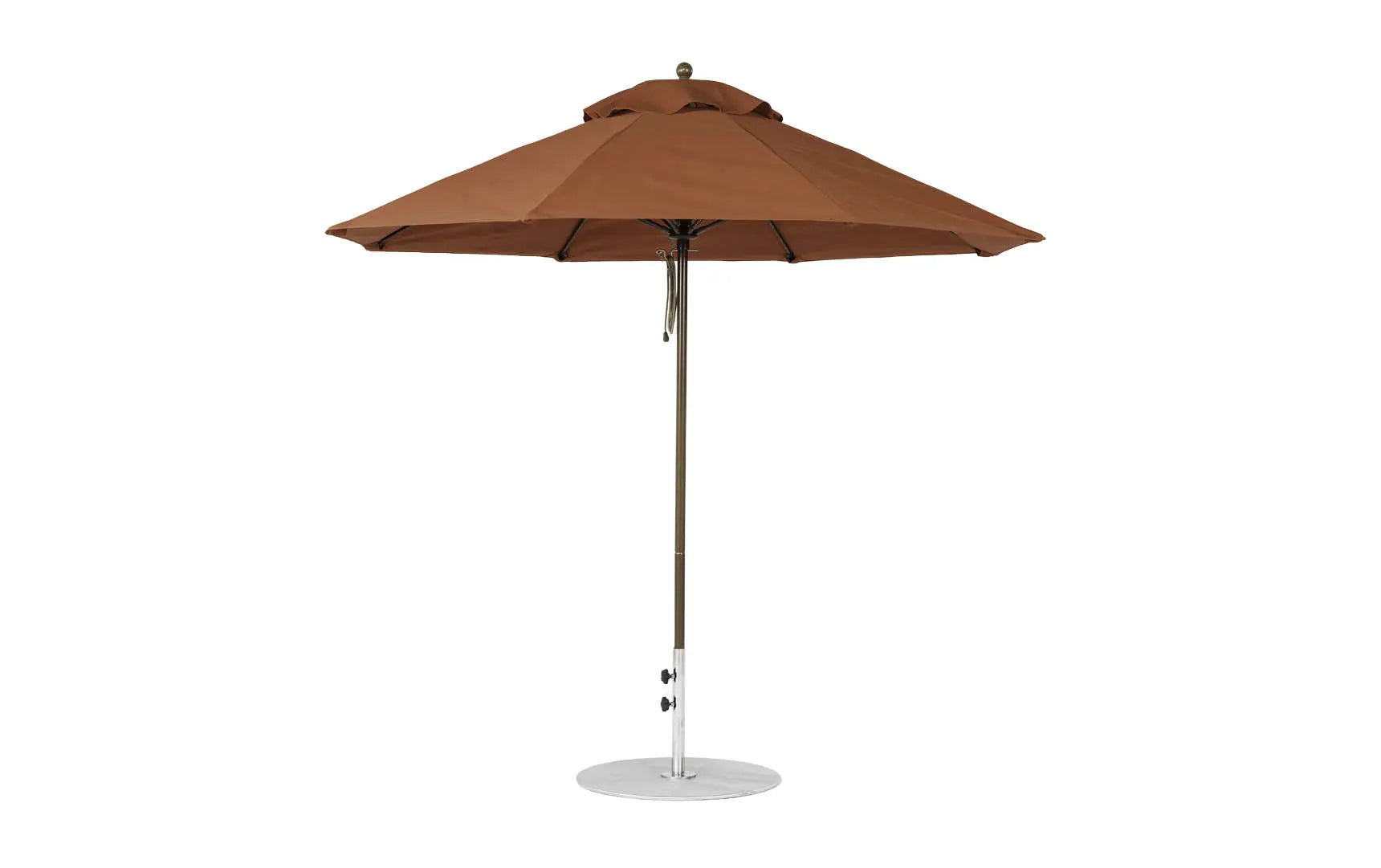 9-foot octagonal fiberglass umbrella with black canopy and silver ribs