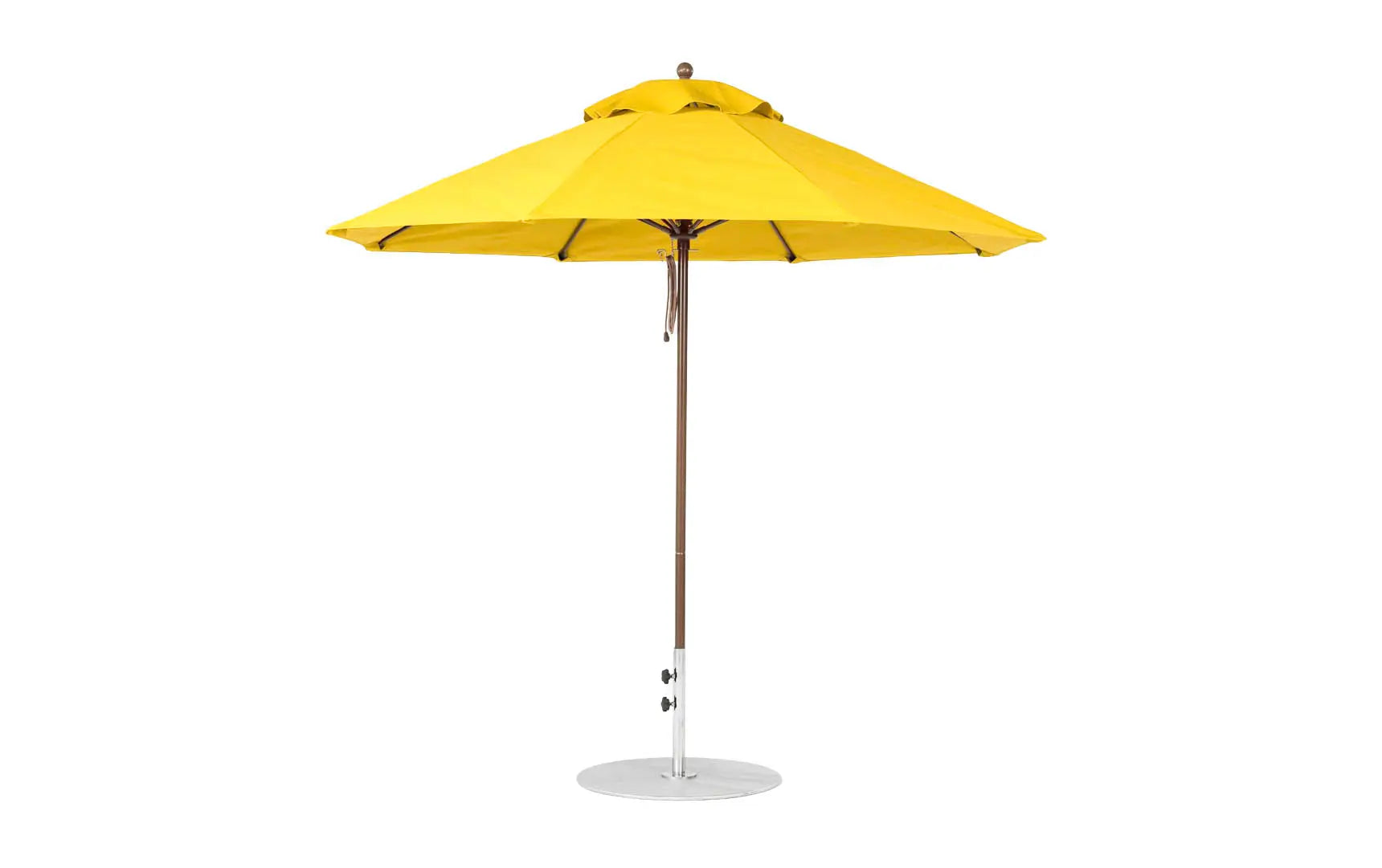 9-foot octagonal fiberglass umbrella with black canopy and silver ribs