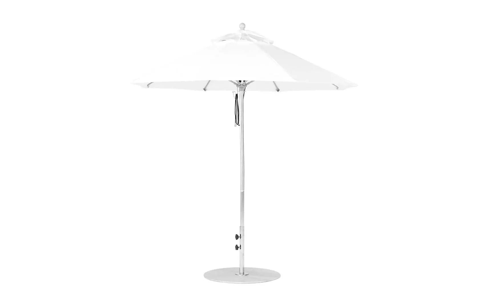 7.5-foot octagonal fiberglass umbrella with black canopy and silver ribs