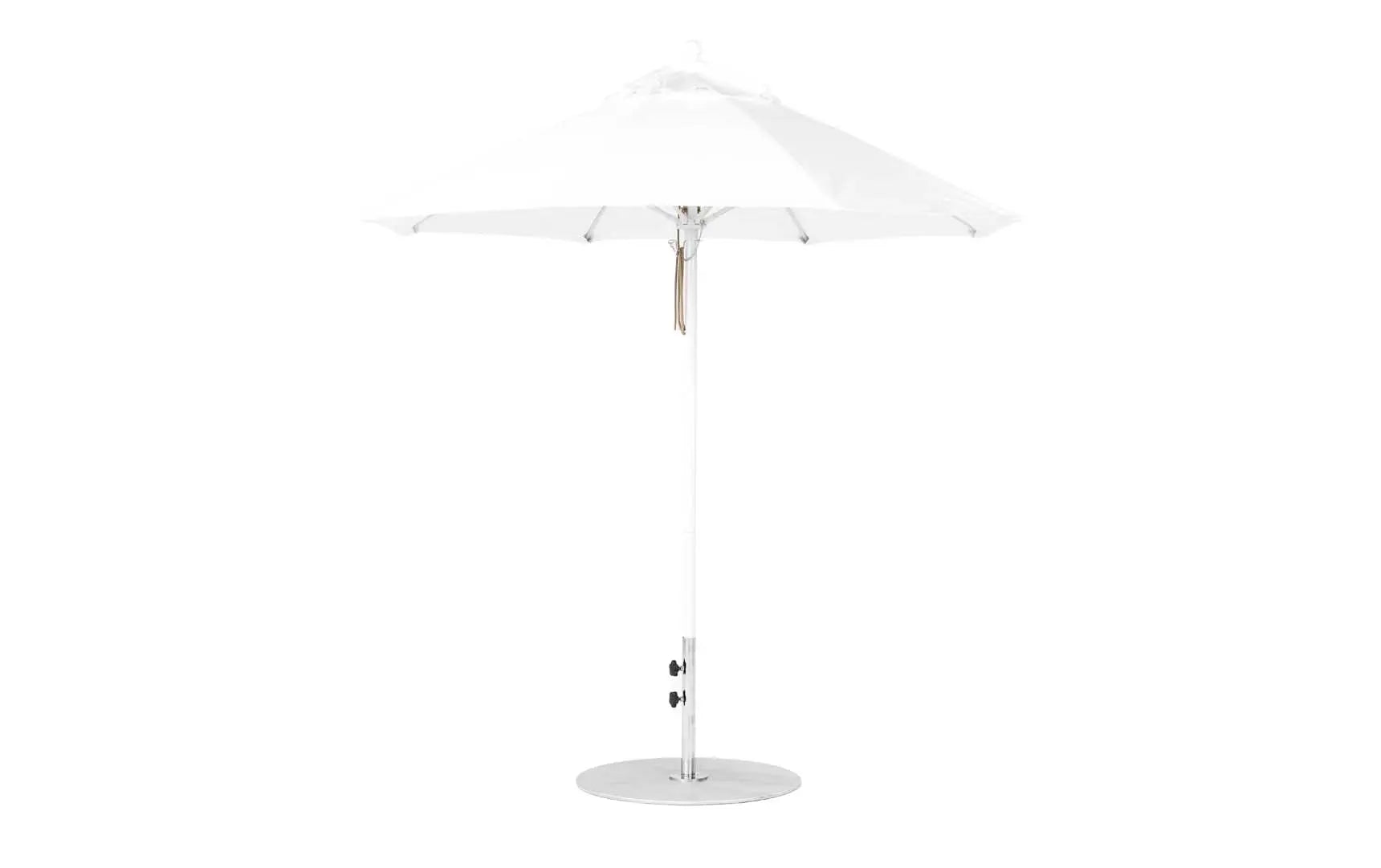7.5-foot octagonal fiberglass umbrella with black canopy and silver ribs