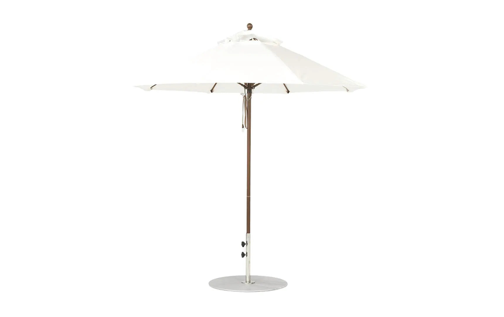 7.5-foot octagonal fiberglass umbrella with black canopy and silver ribs