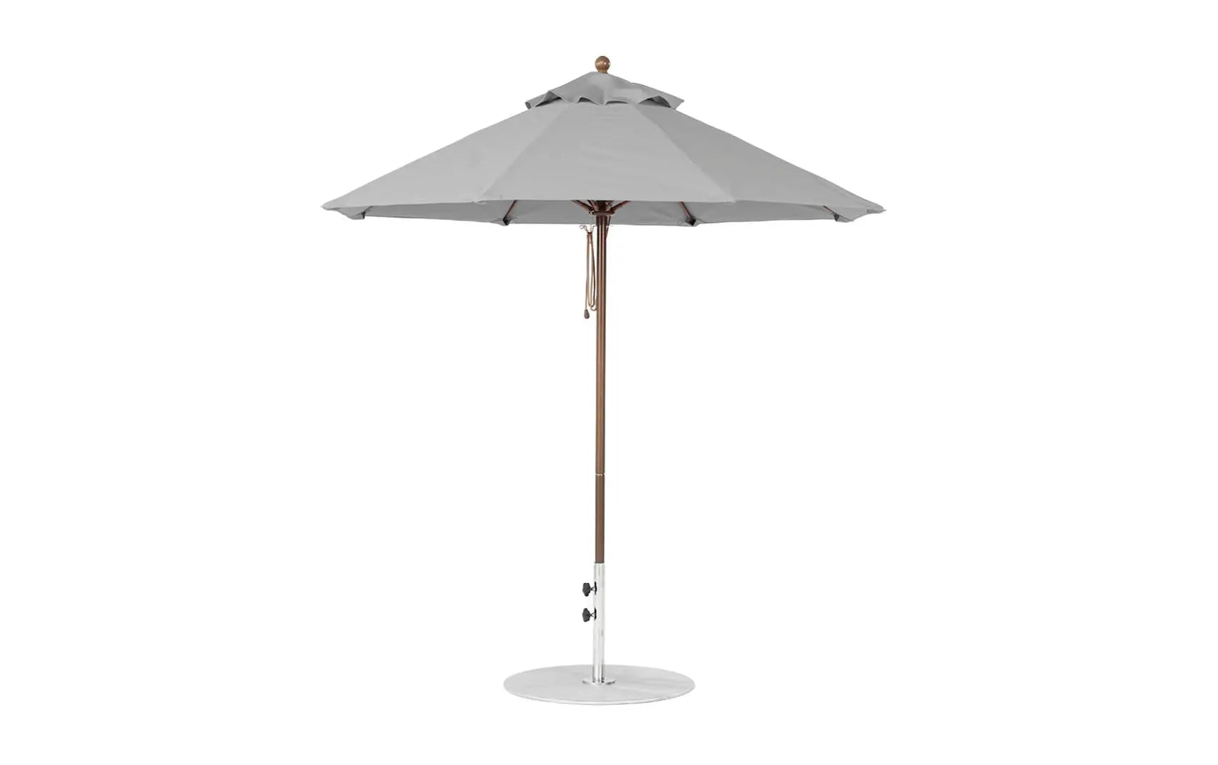 7.5-foot octagonal fiberglass umbrella with black canopy and silver ribs