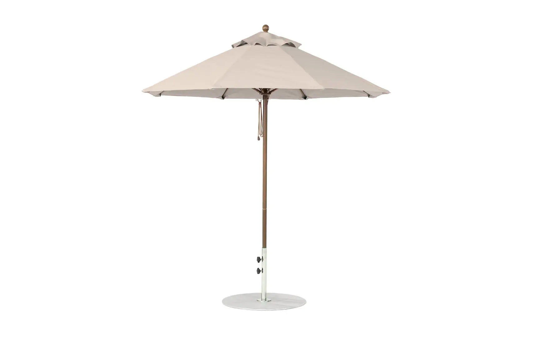 7.5-foot octagonal fiberglass umbrella with black canopy and silver ribs