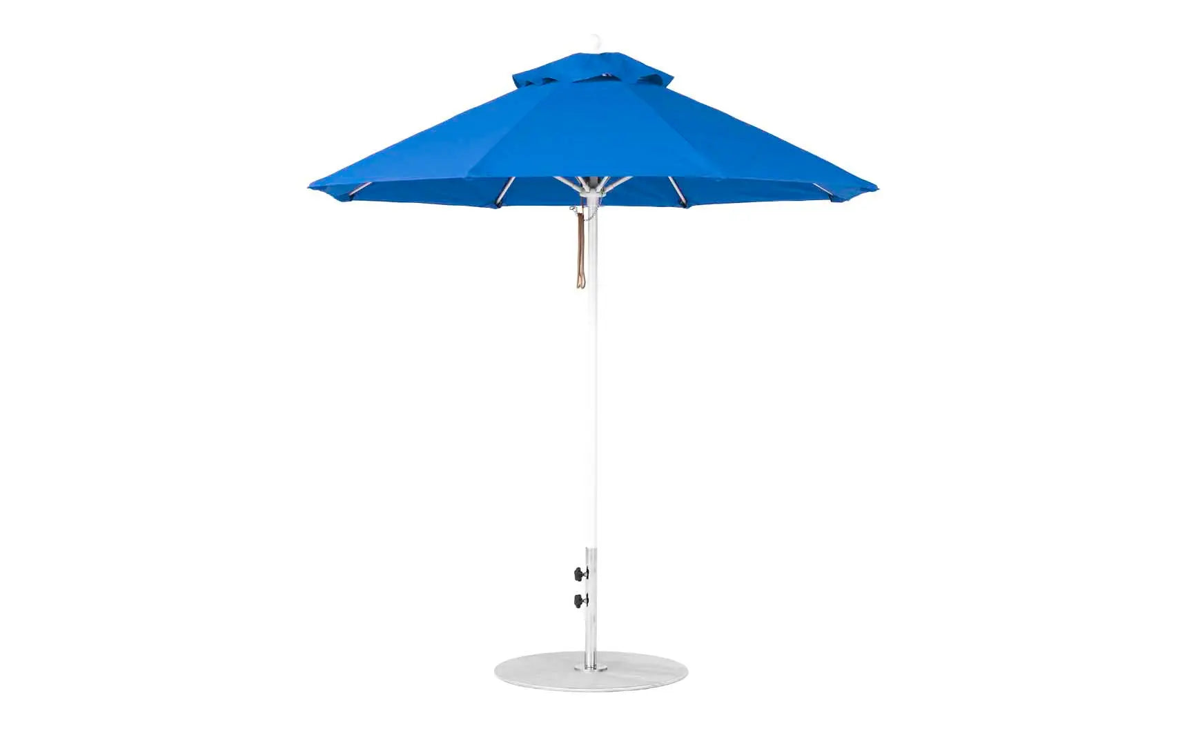 7.5-foot octagonal fiberglass umbrella with black canopy and silver ribs