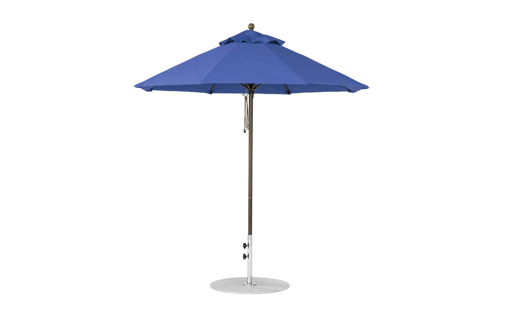 7.5-foot octagonal fiberglass umbrella with black canopy and silver ribs