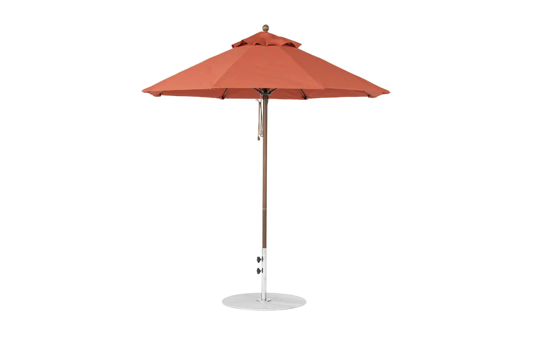 7.5-foot octagonal fiberglass umbrella with black ribs and silver canopy