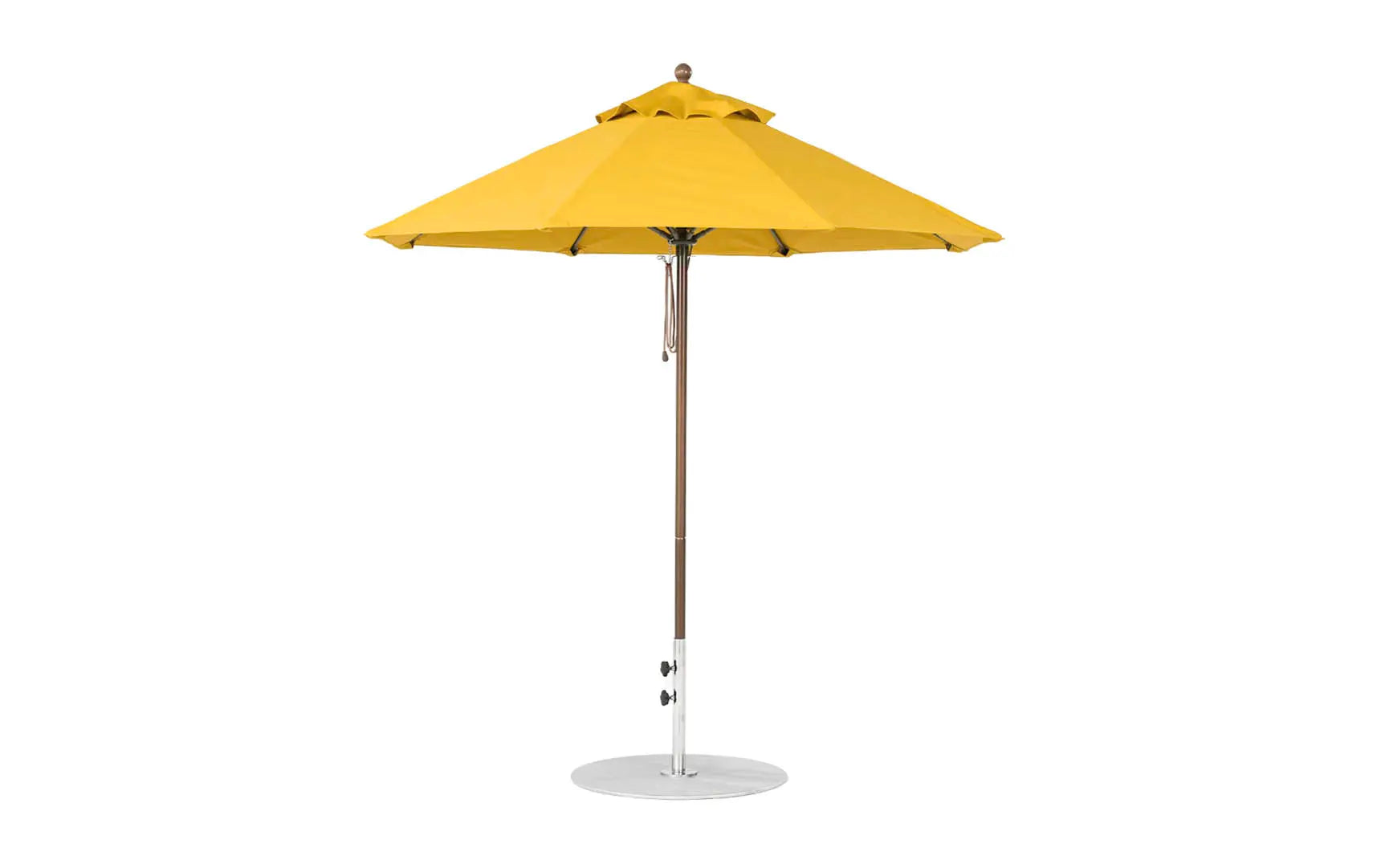 7.5-foot octagonal fiberglass umbrella with black canopy and silver ribs