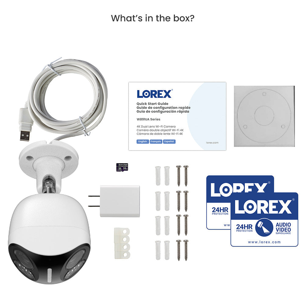 Lorex 4K Dual‑Lens Wi‑Fi Security Camera – 180° Panoramic AC-Powered Wi-Fi Surveillance Camera