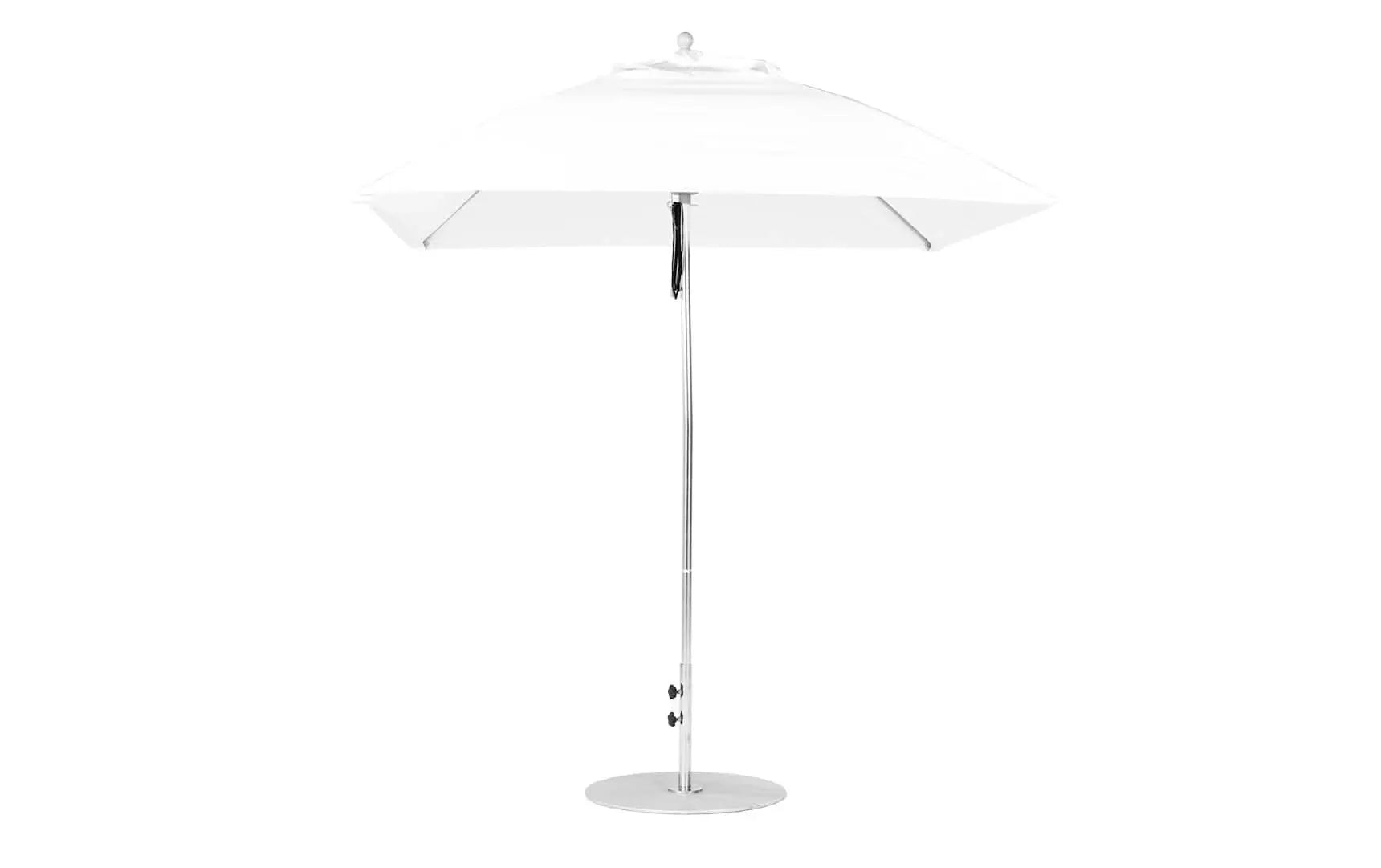 7.5-foot square pulley essential fiberglass umbrella with black ribs and silver canopy