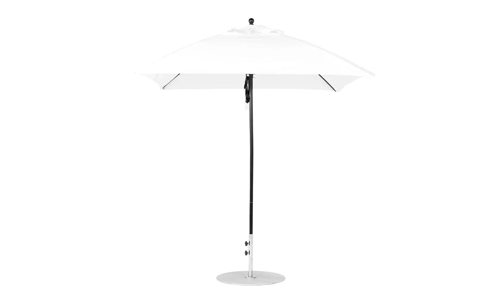 7.5-foot square pulley essential fiberglass umbrella with black ribs and silver canopy