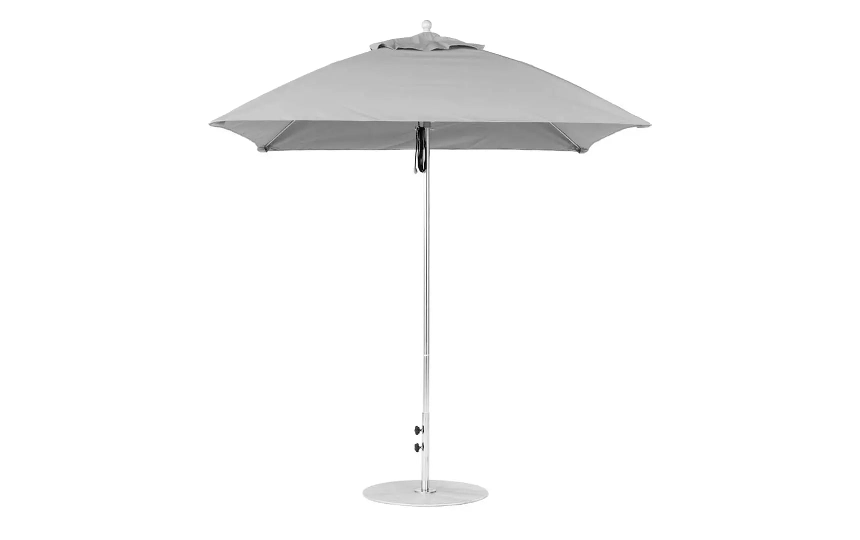 7.5-foot square pulley essential fiberglass umbrella with black ribs and silver canopy