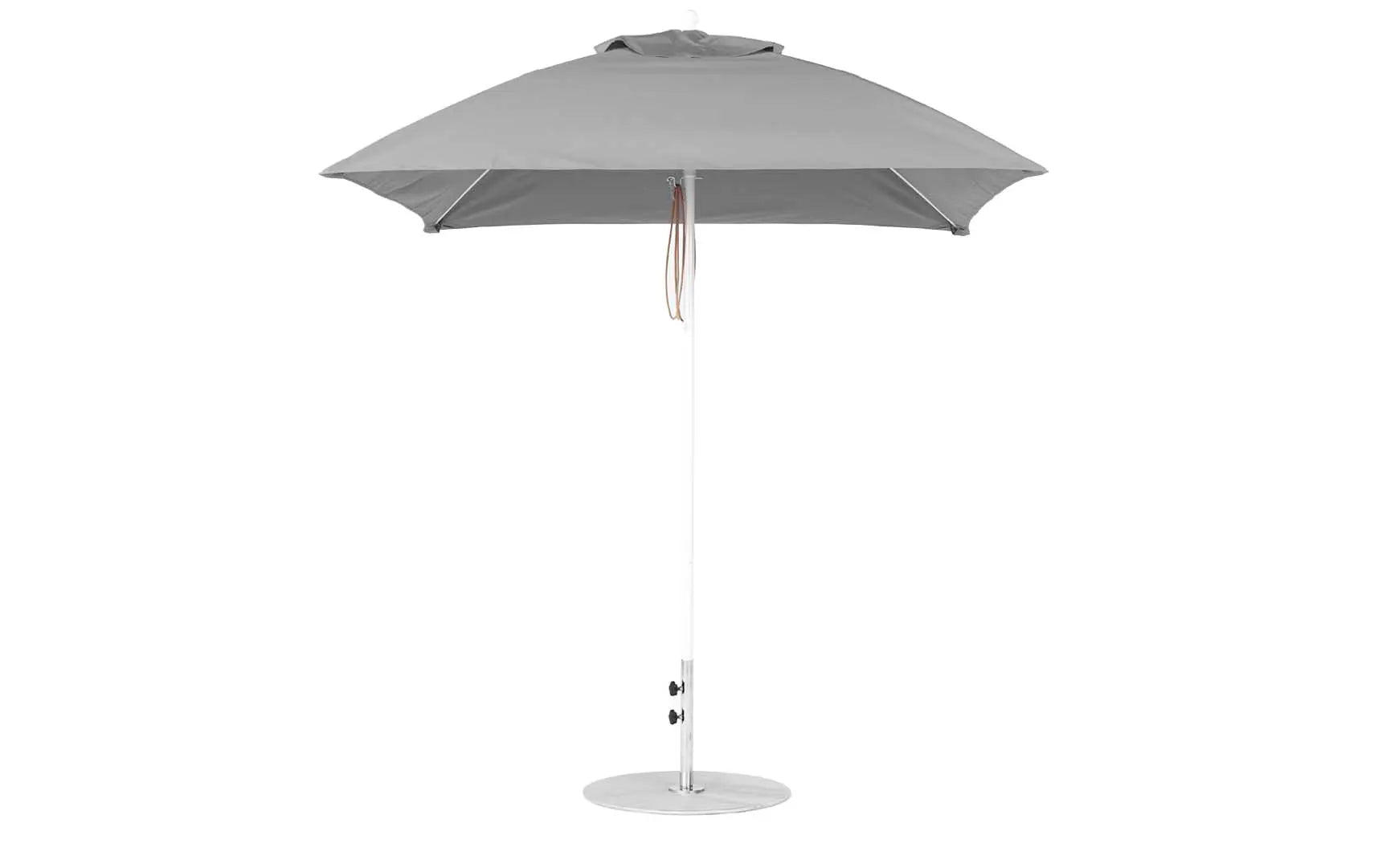 7.5-foot square pulley essential fiberglass umbrella with black ribs and silver canopy
