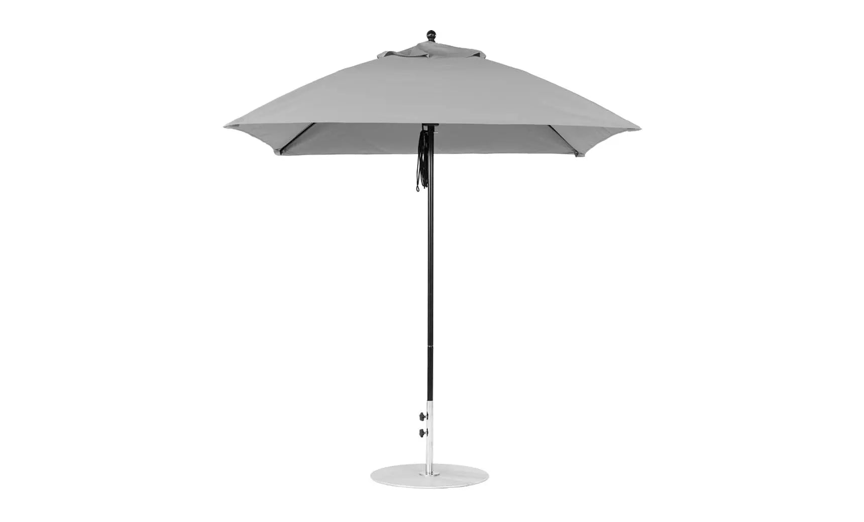7.5-foot square pulley essential fiberglass umbrella with black ribs and silver canopy